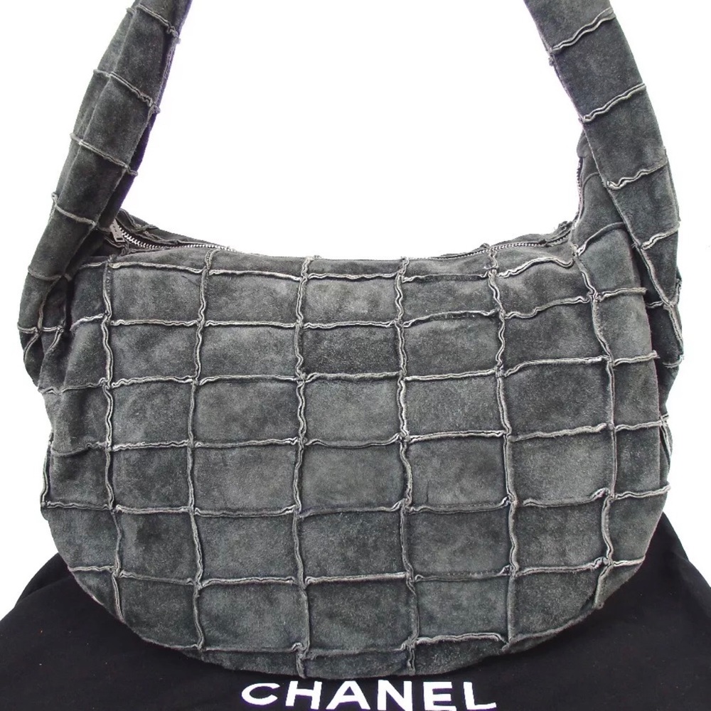 Chanel LG Quilted Patchwork Suede Hobo Adjustable Strap Shoulder crossbo…